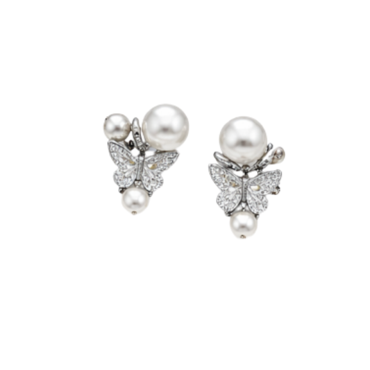 Polished Butterfly Pearl Set Si Er Crystals - view 2