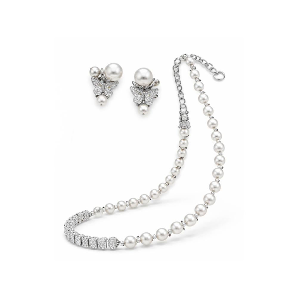 Polished Butterfly Pearl Set Si Er Crystals - view 3