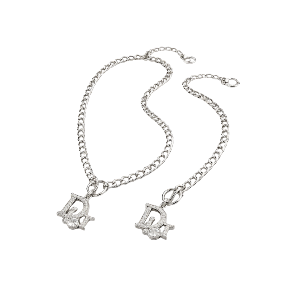 Detailed Oblique Charm Bracelet Si Er