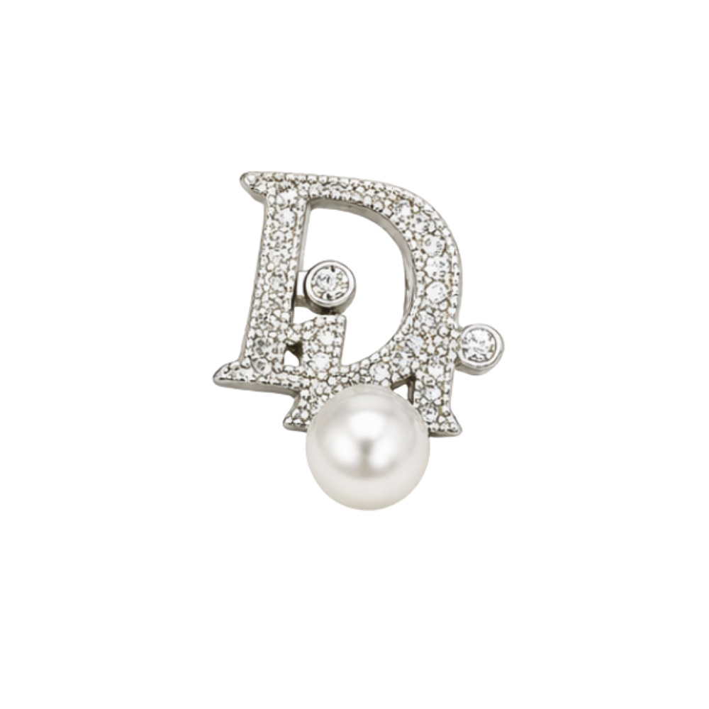 Modern Oblique Crystal Pearl Brooch Si Er