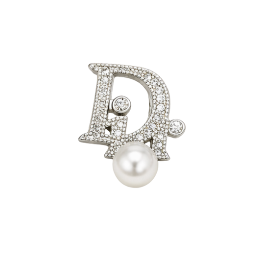 Modern Oblique Crystal Pearl Brooch Si Er