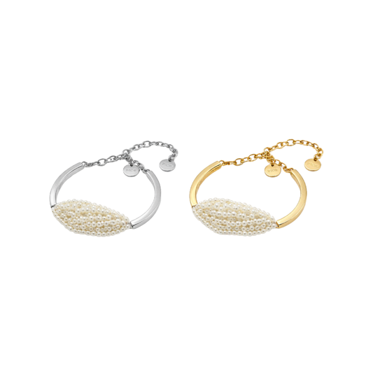 Premium-Look Pearl Cuff Bracelet Gold Si Er