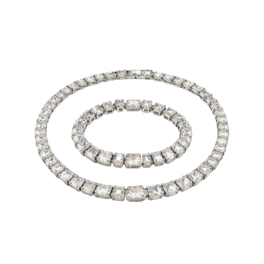 Dressy Solitaire Crystal Necklace and Bracelet Set Si Er