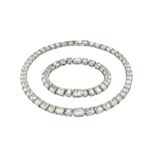 Dressy Solitaire Crystal Necklace and Bracelet Set Si Er