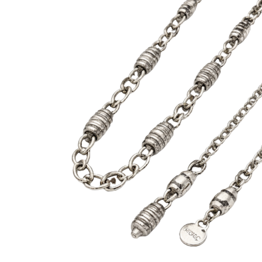 Timeless Barrel Link Chain Necklace Bracelet Set Si Er - view 2