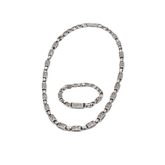 Elevated Chunky Chain Necklace Bracelet Set Si Er - view 2