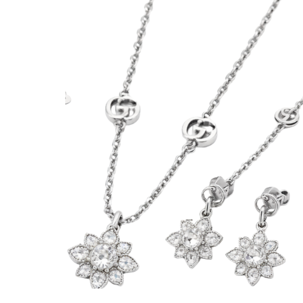 Modern GG Flower Crystal Necklace Bracelet Set Si Er - view 2