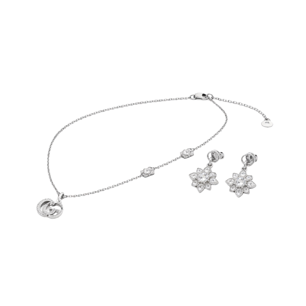 Modern GG Flower Crystal Necklace Bracelet Set Si Er - view 3