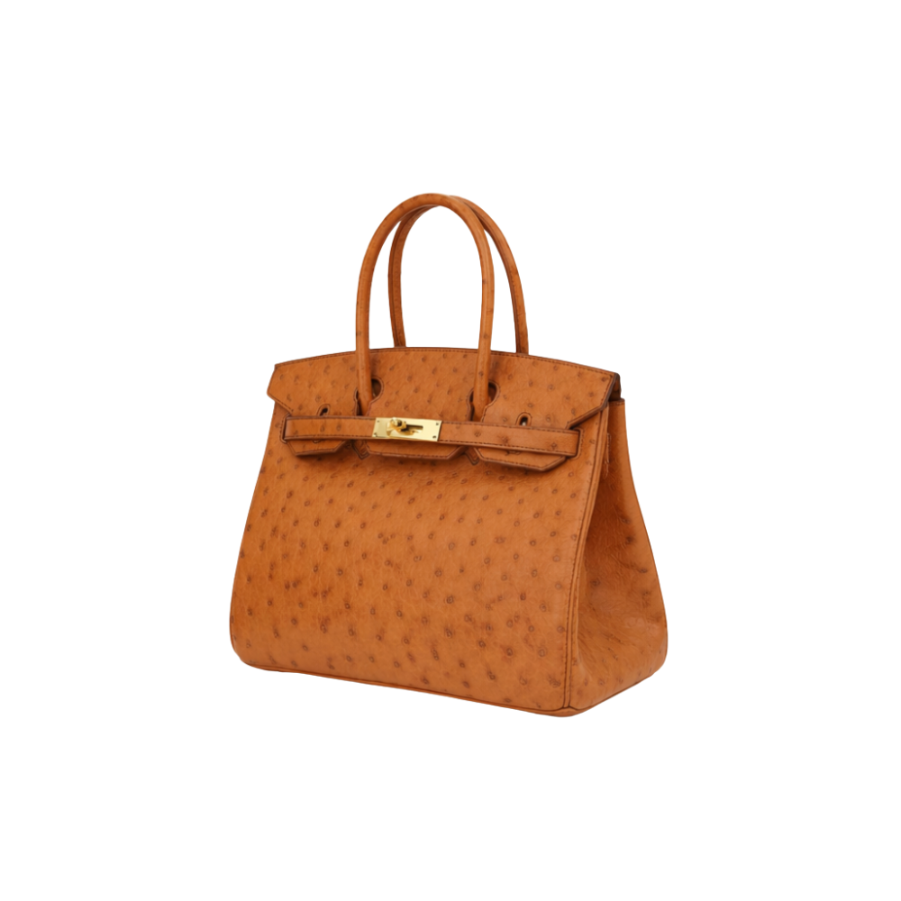 Sharp Ostrich Structured Carryall Sellier Orange Bag - view 2