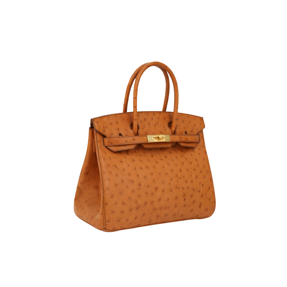 Sharp Ostrich Structured Carryall Sellier Orange Bag - view 3