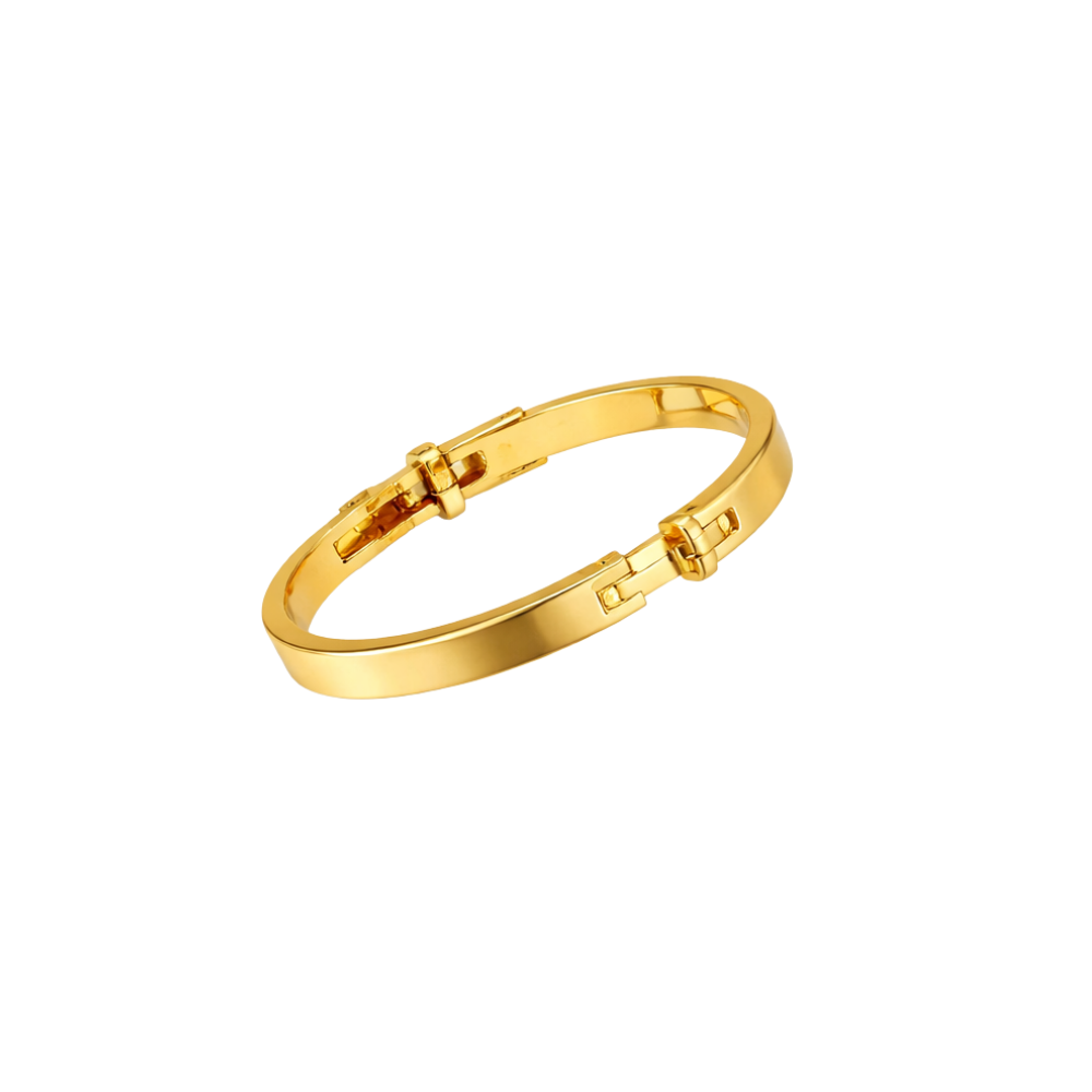 Polished Structured Top-Handle Bangle Bracelet Gold Full Crystals - view 3