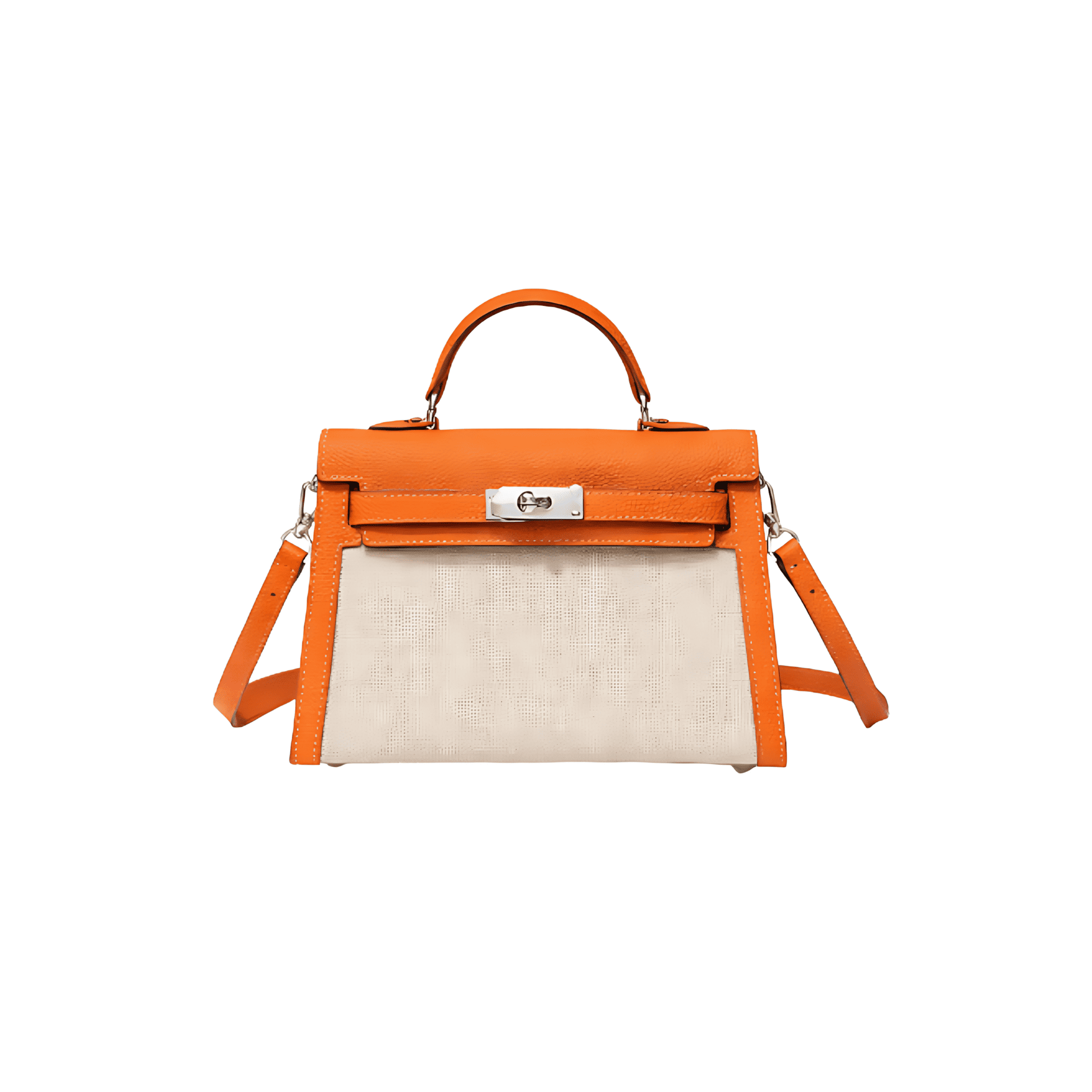 Elevated Structured Top-Handle II Sellier 28 Toile H Étoupe Orange Bag