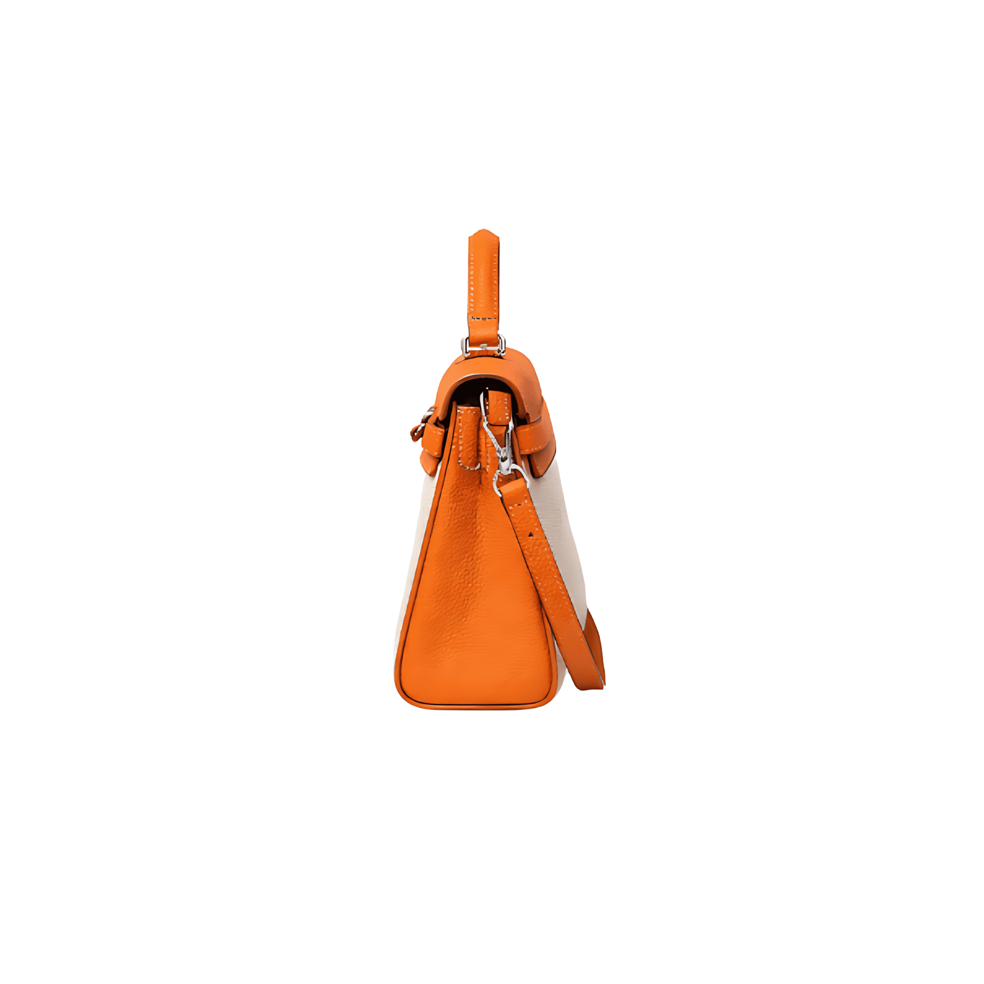 Elevated Structured Top-Handle II Sellier 28 Toile H Étoupe Orange Bag - view 3