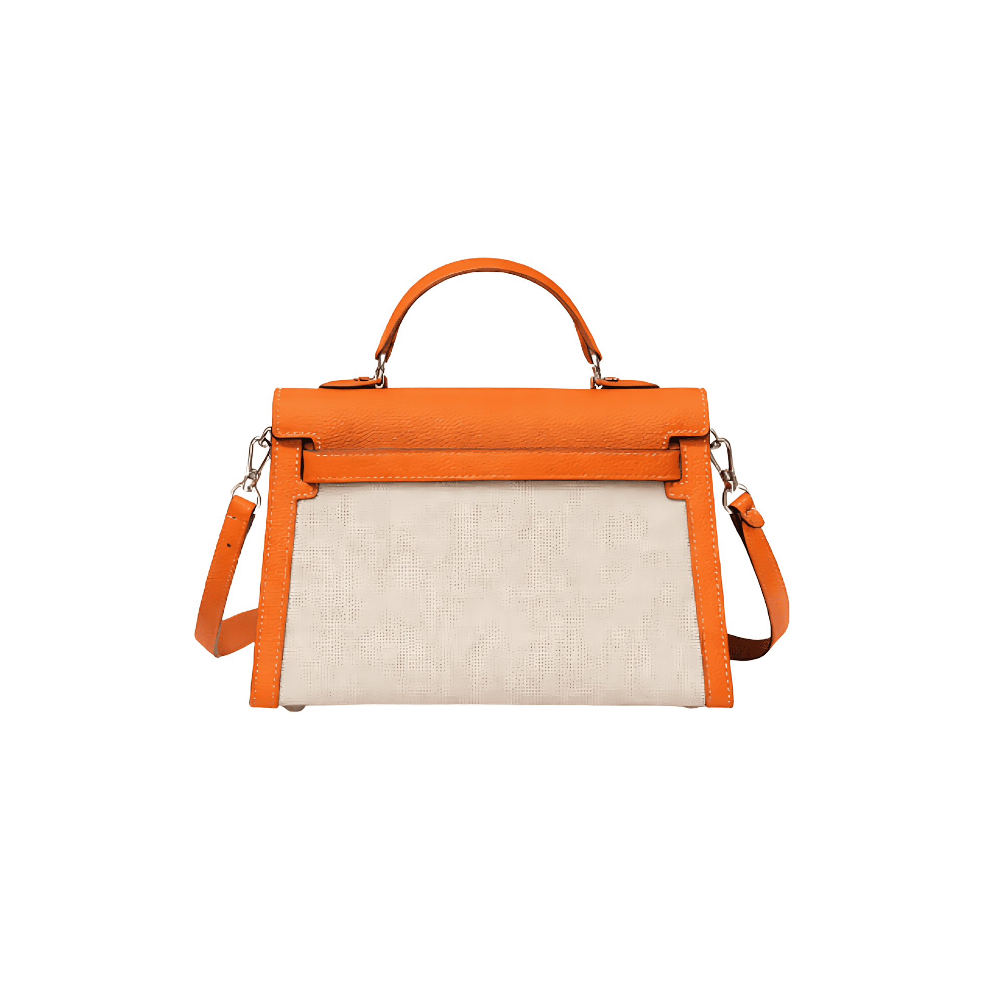 Elevated Structured Top-Handle II Sellier 28 Toile H Étoupe Orange Bag - view 2