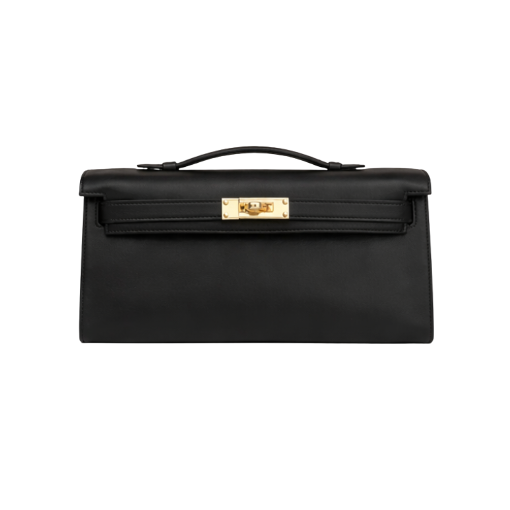 Sophisticated Structured Top-Handle Cut Black Swift Bag