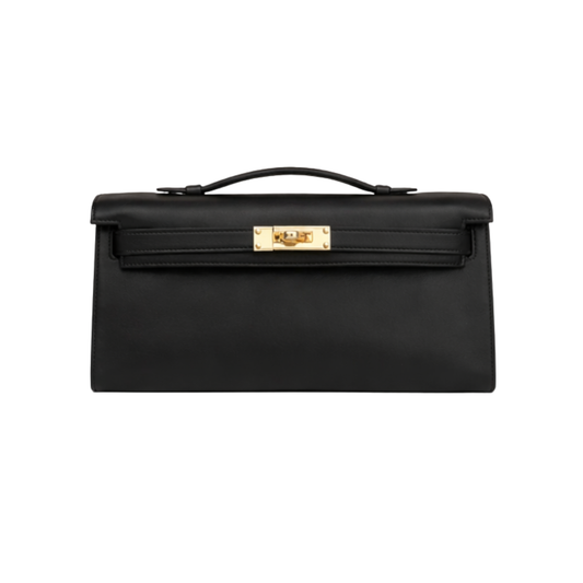Sophisticated Structured Top-Handle Cut Black Swift Bag