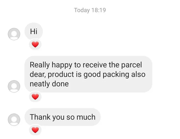 WhatsApp message from Verified customer