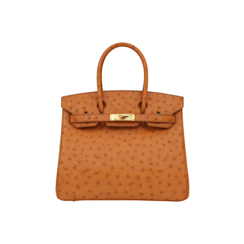 Sharp Ostrich Structured Carryall Sellier Orange Bag