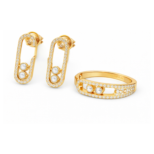 Clean-Finish Noa Pavé Bangle Ring Set White Gold Diamonds