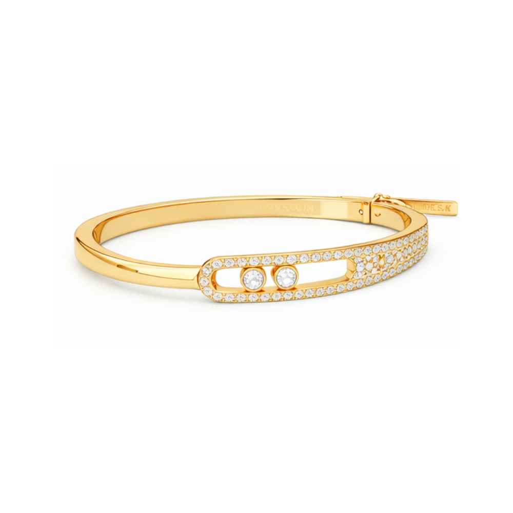 Clean-Finish Noa Pavé Bangle Ring Set White Gold Diamonds - view 4