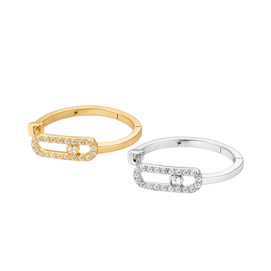 Modern Layered Pavé Double Hoop Earrings Mixed Gold Diamonds - view 2