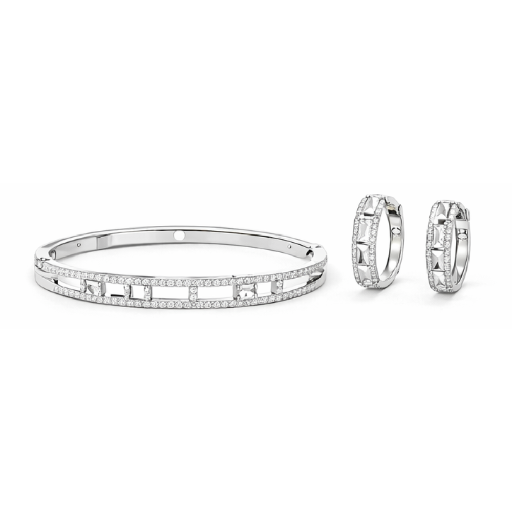 Elegant Layered Pavé Pavé White Full Diamonds - view 2