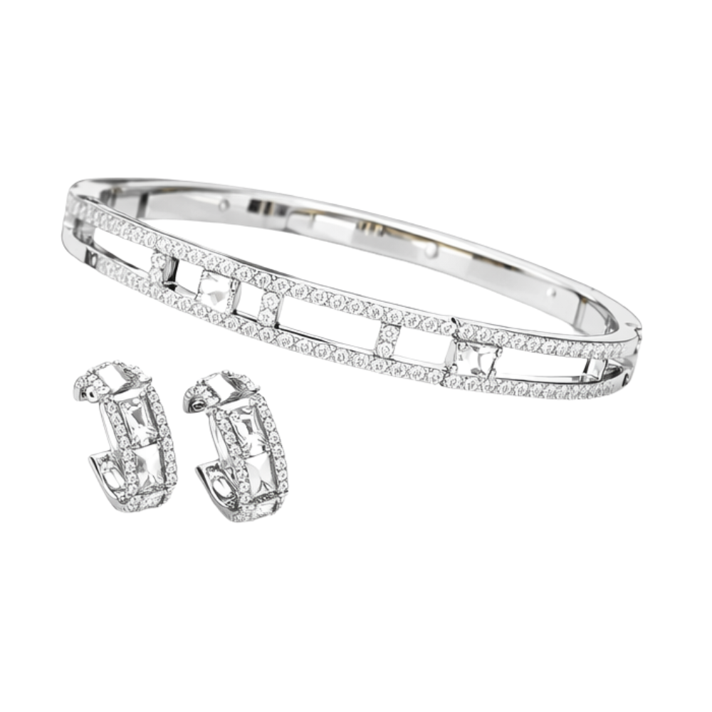 Elegant Layered Pavé Pavé White Full Diamonds
