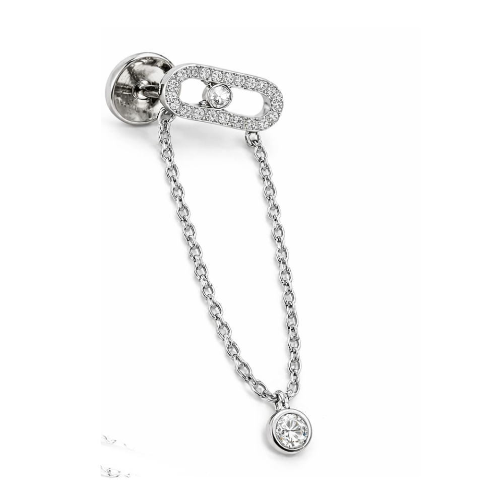 Refined Uno Drop Pendant White Gold Diamonds