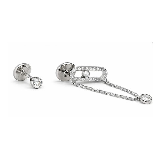 Refined Uno Drop Pendant White Gold Diamonds - view 2