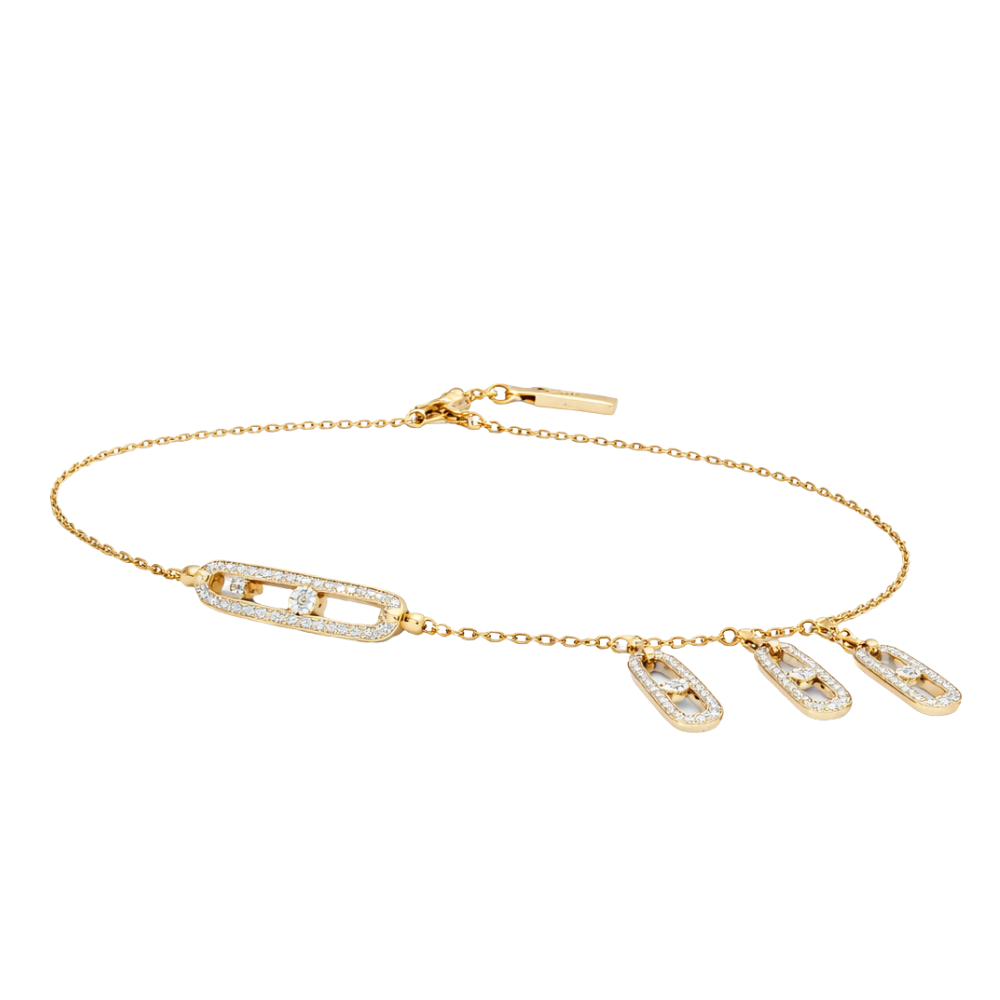 Elegant Uno Drop Pendant Yellow Gold Diamonds - view 2