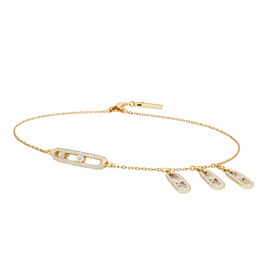 Elegant Uno Drop Pendant Yellow Gold Diamonds - view 2
