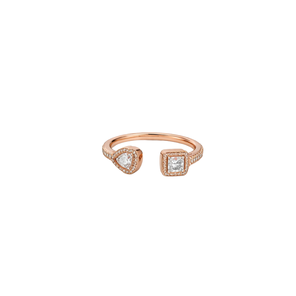 Sophisticated Pave Bangle Ring Pink Gold Diamonds - view 3