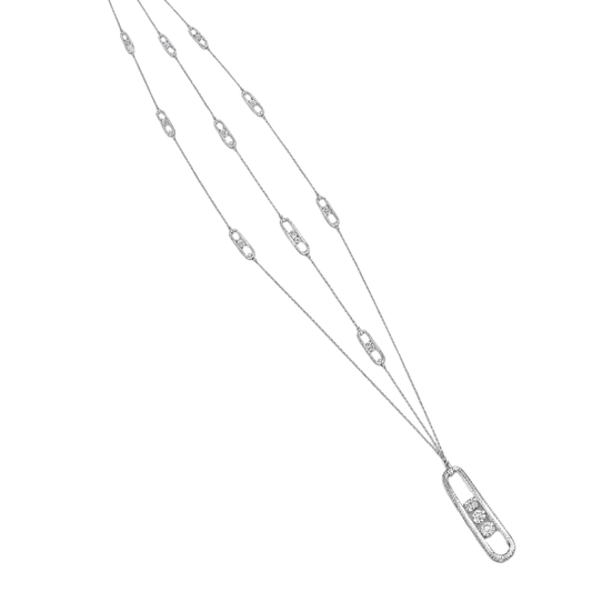 Premium-Look Layered Pavé Large Set White Gold Diamonds - view 2