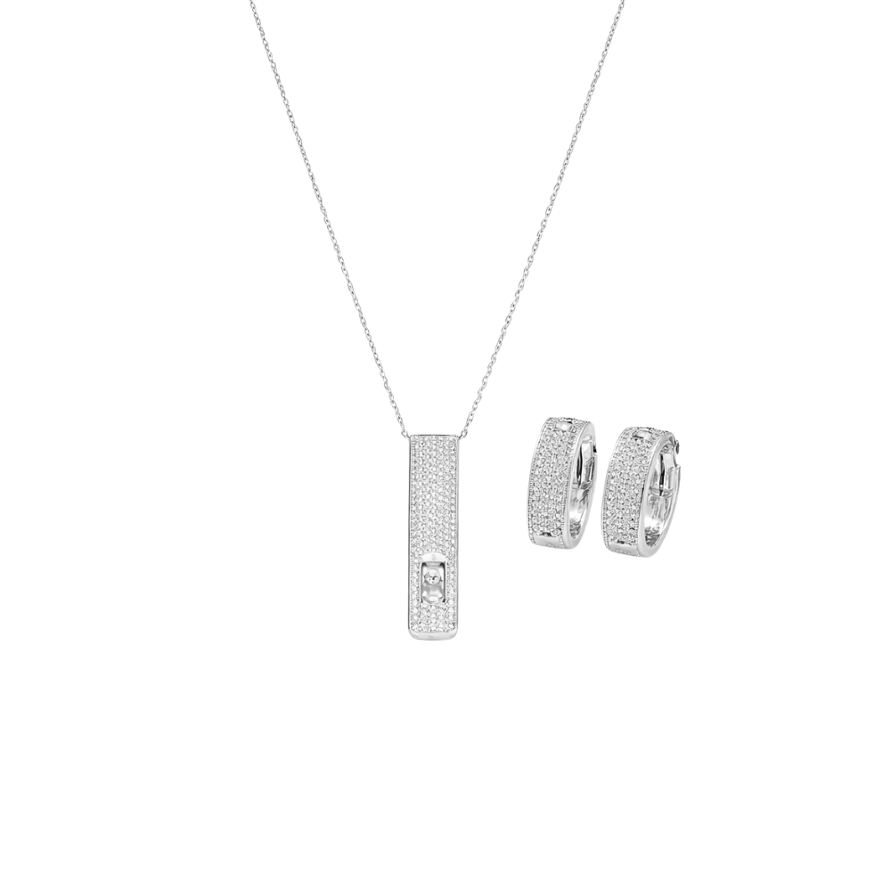 Minimal-Luxe Floating Stone Pave Vertical White Gold Full Diamonds