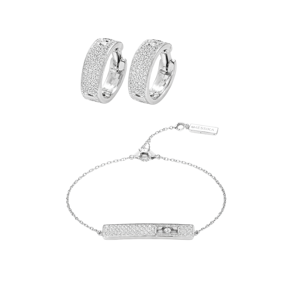 Minimal-Luxe Floating Stone Pave Vertical White Gold Full Diamonds - view 2