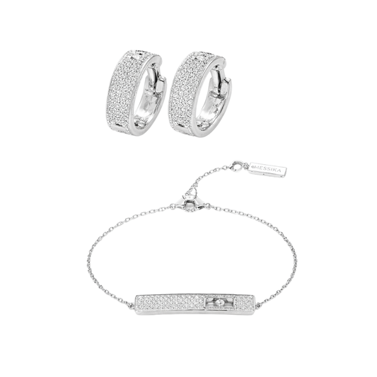 Minimal-Luxe Floating Stone Pave Vertical White Gold Full Diamonds - view 2