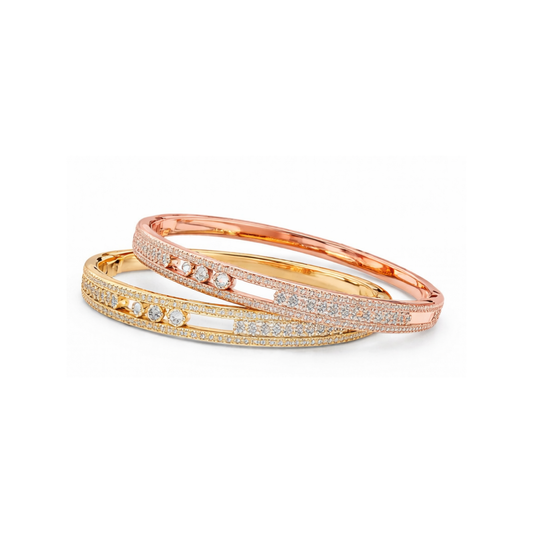 Sharp Floating Stone Small Hoop White Yellow Gold