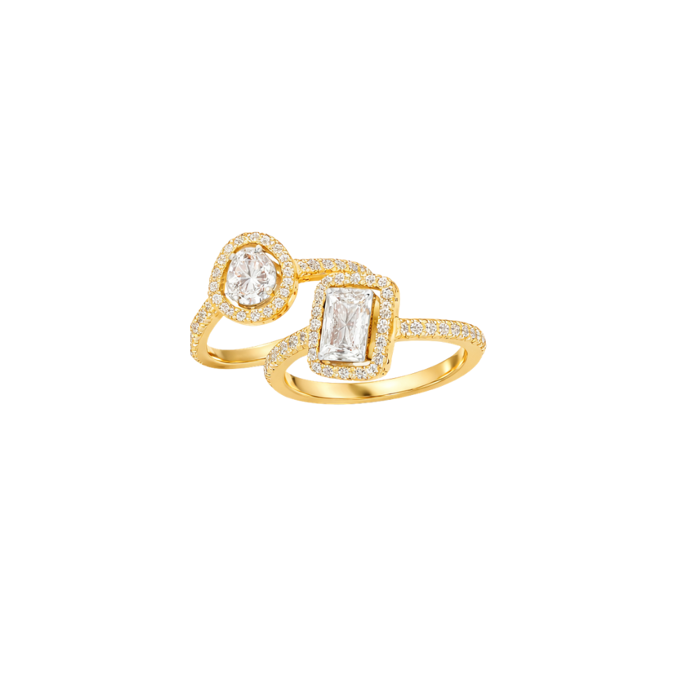 Elevated Twin Stone Toi Open Ring Yellow Gold Diamonds - view 2