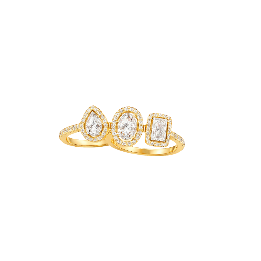 Elevated Twin Stone Toi Open Ring Yellow Gold Diamonds - view 3