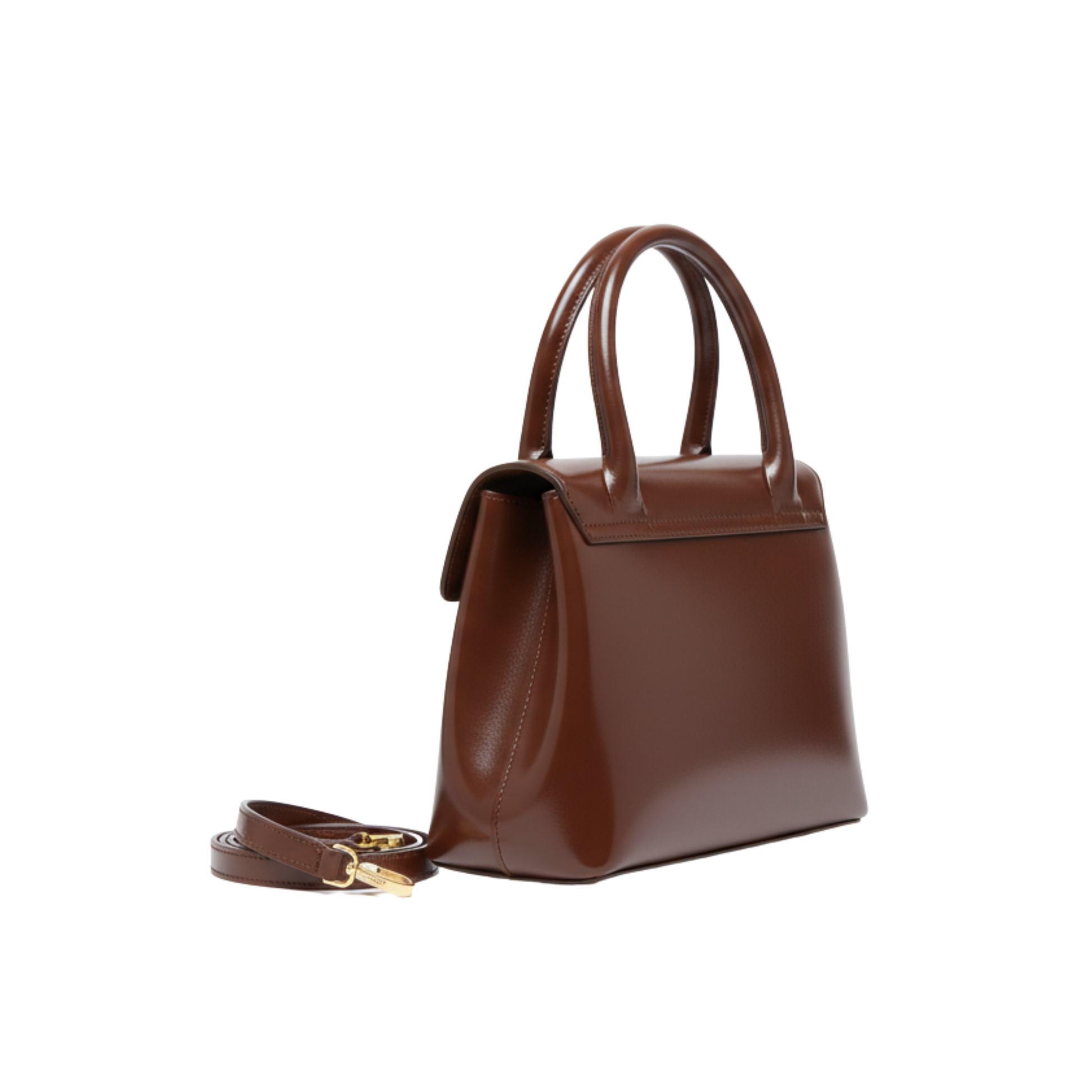 Minimal-Luxe Miu Miu Solitaire Shiny Leather Brown Bag - view 3