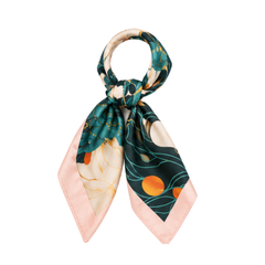 Silk Twilly Scarf Bag Charm Teal Floral Pink