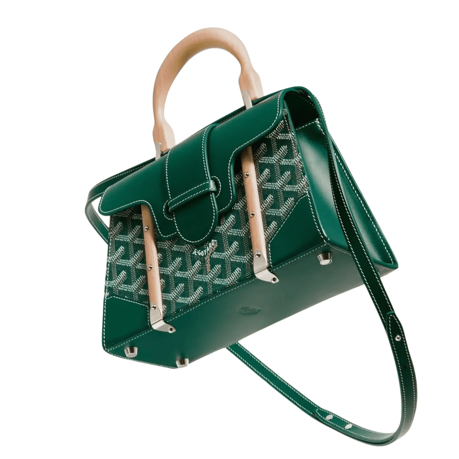 Elegant Structured Mini Structuré Green Bag - view 3