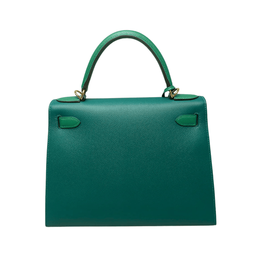 Polished Structured Top-Handle Mini Green Bag - view 2