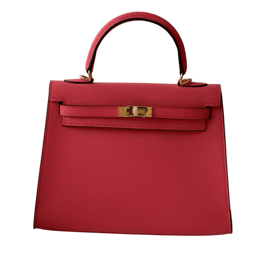 Minimal-Luxe Structured Top-Handle Mini Red Bag