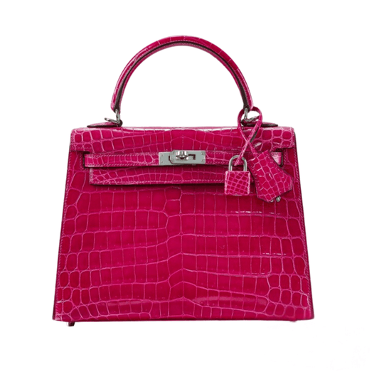 Detailed Structured Top-Handle Croc Bag