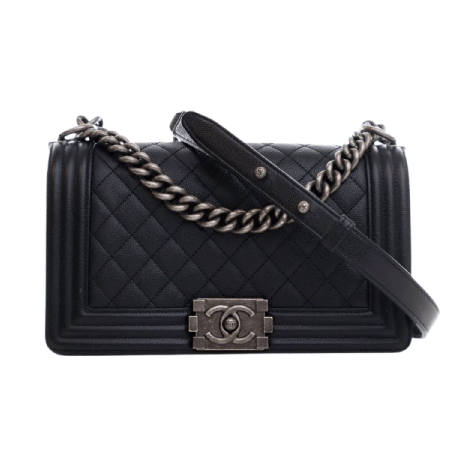 Refined Boy Black Caviar Leather Bag