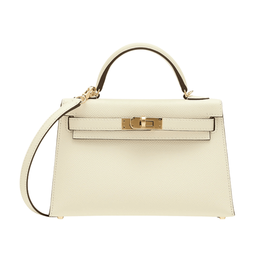 Minimal-Luxe Mini Structured Top-Handle 20 Sellier Handbag