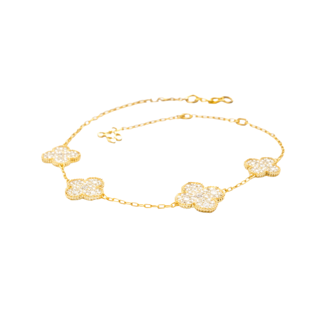 Everyday-Luxe Diamond Clover Necklace Earrings Bracelet Ring Set - view 3