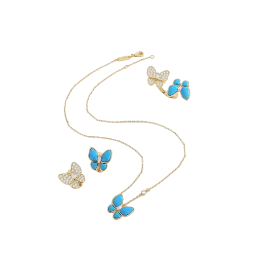 Statement Clover Motif Butterfly Set Gold 1