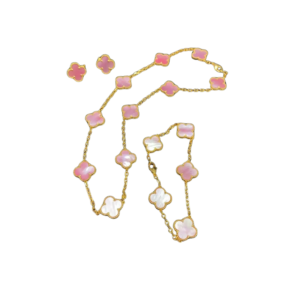 Clean-Finish Clover Motif Set Gold Pink Mother Pearl - view 2